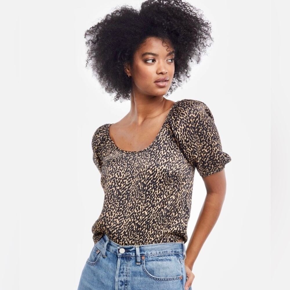 Able Vera Satin Puff Sleeve Top (size S) EUC